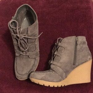 Grey Suede boot wedges